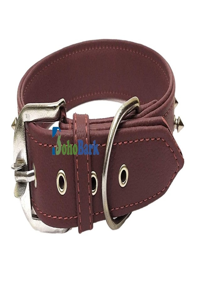 BohoBark Leather Single Spike Pu Dog Collar Belt, Medium, Brown - Image 3